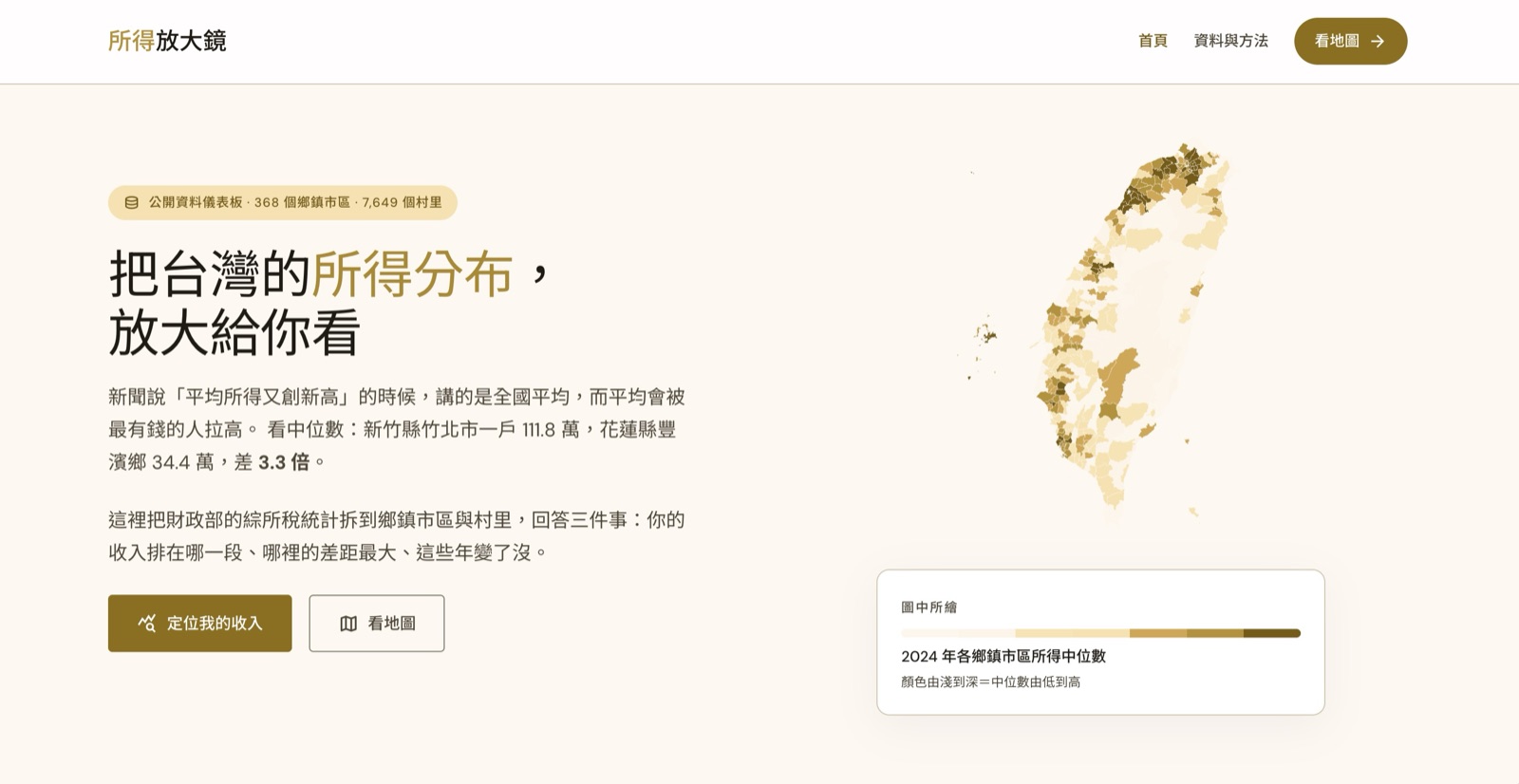 所得放大鏡 的官網畫面