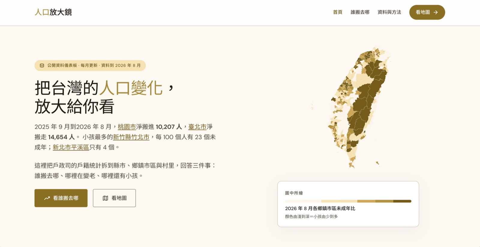 人口放大鏡 的官網畫面