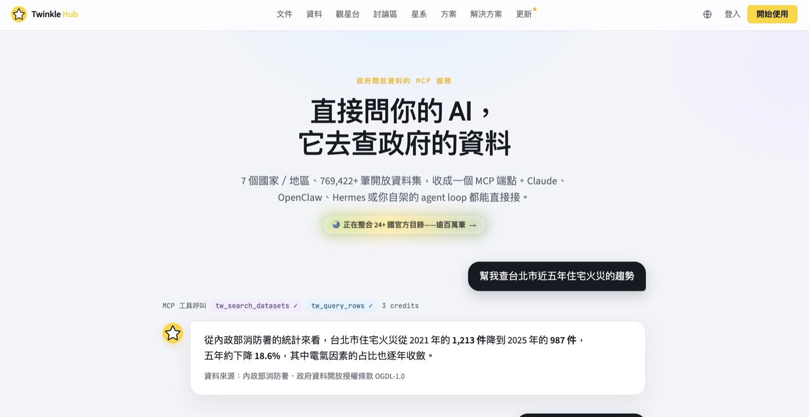 Twinkle Hub 的官網畫面